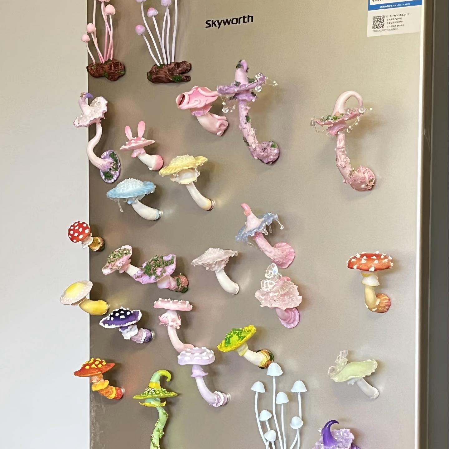 Handmade Mushroom Elf clay refrigerator magnets